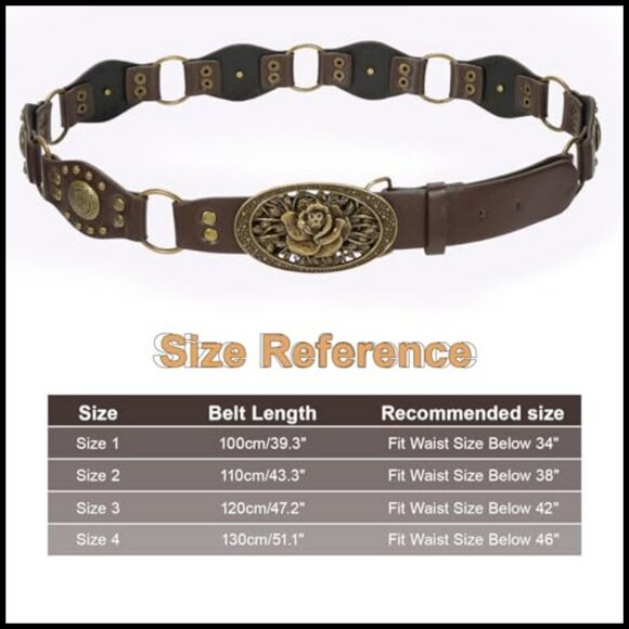 Vintage Western Belt Faux Leather Studded Rivets Adjustable Cowgirl Style main image 7